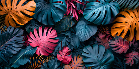 colorful tropical leaves, foliage plant background, minimalist, Generative Ai