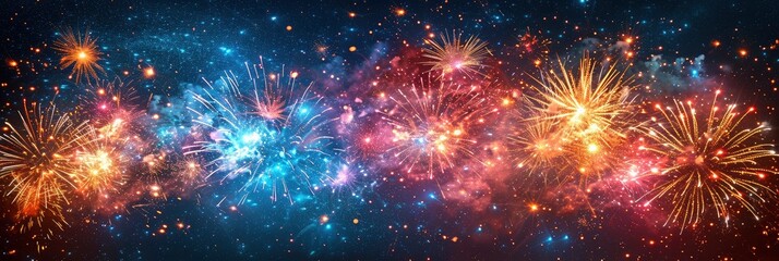 Obraz na płótnie Canvas Colorful New Year 2018 Fireworks Numeric, Background HD, Illustrations