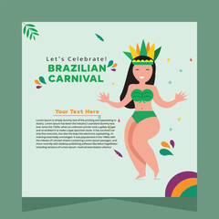 Brazil Carnival Party Social Media Post Illustration Template