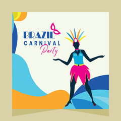 Brazil Carnival Party Social Media Post Illustration