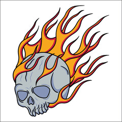 flaming skull tattoo