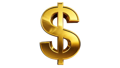 Obraz premium Golden dollar sign isolated on transparent background. 3d rendering.