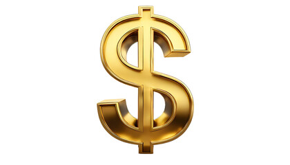 Obraz premium Golden dollar sign isolated on transparent background. 3d rendering.