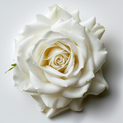 white rose flower isolated on white background shows on top view