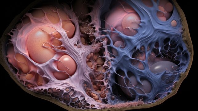A stunning photograph capturing the beauty and mystery of early embryonic development, with formations resembling abstract art.