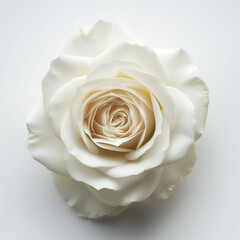 white rose flower isolated on white background shows on top view