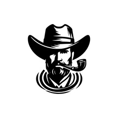 Vector Logo of a Courageous Cowboy. Ideal for Western-themed Logos, Ranches, and Outdoor Apparel. Perfect for Equestrian Brands, Adventure Tours, and Vintage-inspired Designs. 