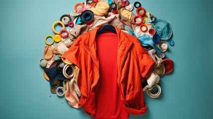 Circular fashion initiatives for textile recycling solid background - obrazy, fototapety, plakaty
