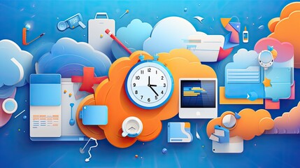Cloud based productivity tools for efficiency solid background