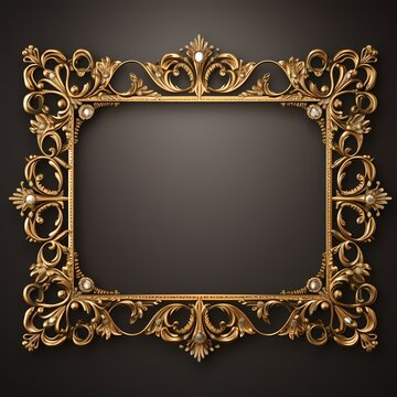 vintage gold frame in luxury design with diamond 