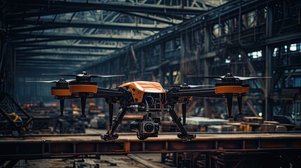 Fototapeta premium Drones in industrial inspections solid background