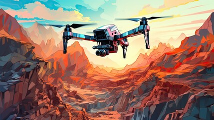 Drone based geological surveys and mapping solid background