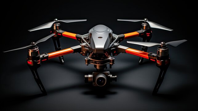 Drones used in aerial photography and videography solid background
