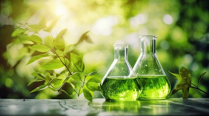Green chemistry processes for eco friendly manufacturing solid background - obrazy, fototapety, plakaty