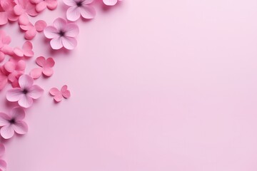 Fototapeta na wymiar Pink flower corner empty mockup valentine backgrond