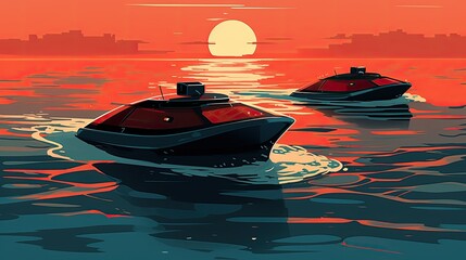 Self driving boats for autonomous marine navigation solid background - obrazy, fototapety, plakaty