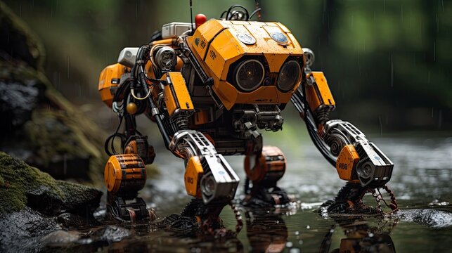Robotics used in search and rescue missions solid background