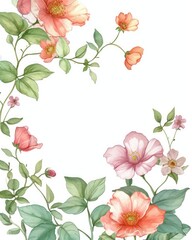 Watercolor floral bouquet ornament isolated on a white background. Colorful clipart, ideal for framing or background use