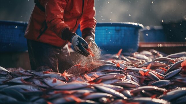 Sustainable seafood traceability systems for ethical sourcing solid background