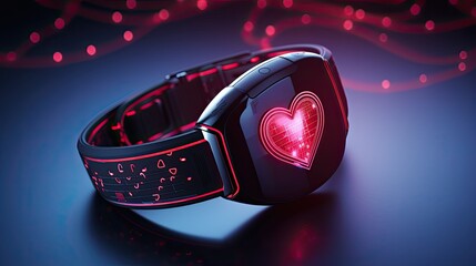 Wearable devices for heart health monitoring solid background - obrazy, fototapety, plakaty