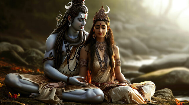 Lord Shiva and Parvathi concept