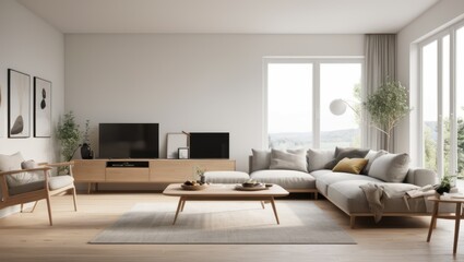 Fototapeta premium Modern Living Room decoration ideas. modern living room 3d render design.