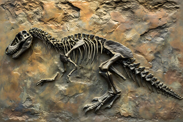 Fototapeta na wymiar Skeleton fossils of dinosaur.