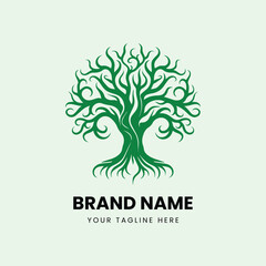 Obraz premium Creative nature tree line art logo design