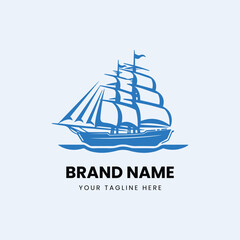 flat minimal boat ship logo