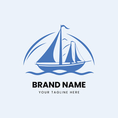 flat minimal boat ship logo