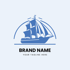 flat minimal boat ship logo