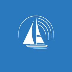 flat minimal boat ship logo