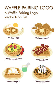 6 Waffle pairings logo vector icon set 