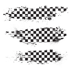 Grunge checkered flag lines set