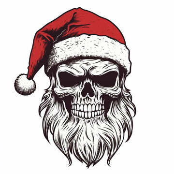 Skull Santa Claus vintage style