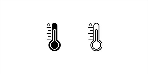 Thermometer vector icon set. Thermometer to measure temperature icon. Thermometer icon for weather. Flat design icon thermometer