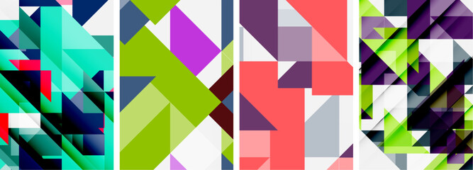 Set of abstract random triangle composition backgrounds. Vector illustration for for wallpaper, business card, cover, poster, banner, brochure, header, website