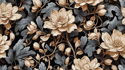 Floral abstract.Botanical vintage nature wallpaper and pattern. AI generative