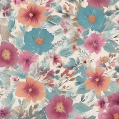 Möbelaufkleber Seamless pattern floral abstract summer-feeling camouflage. AI generative © Tharathep
