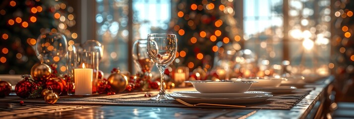 Served Christmas Table Setting Empty Black, Background HD, Illustrations