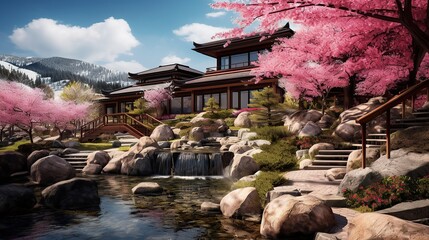 spring cherry blossom landscape