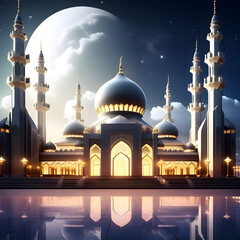 Fototapeta na wymiar amazing architecture design of Muslim mosque Ramadan concept.