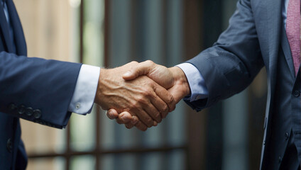 Two businessman shaking their hands.  Agreement, Hand, Partnership