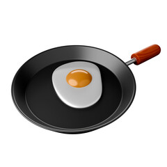 Cartoon style Egg frying pan 3D rendering.