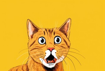 A cat with a comical and surprised expression, adding a touch of humor to the scene.