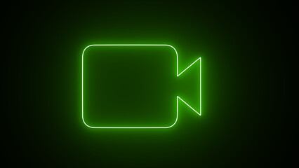 Neon video camera icon. neon glowing camera sign. glowing Video camera sign icon on the black background.