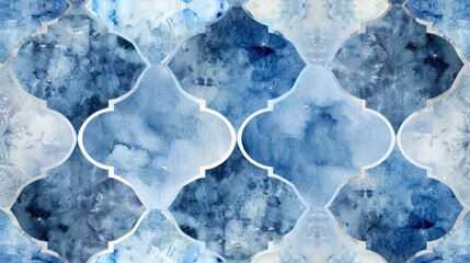 Muted blue watercolor background with an abstract design, exuding classic aesthetic vibes. The rough texture, grid pattern, and worn canvas effect add character - obrazy, fototapety, plakaty