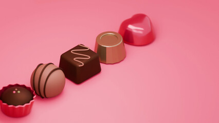 バレンタインデー向けチョコレートの3DCGイラスト画像