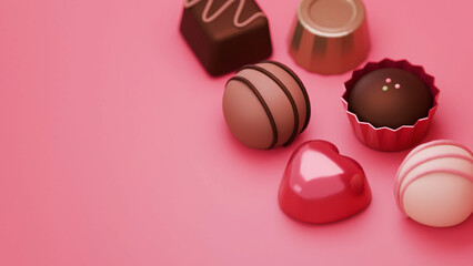 バレンタインデー向けチョコレートの3DCGイラスト画像