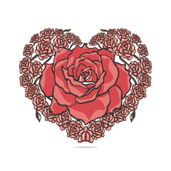 A blooming rose or a heart made of intertwined flowers as the central visual element. This represents the growth and beauty of love, illustration T Shirt Design